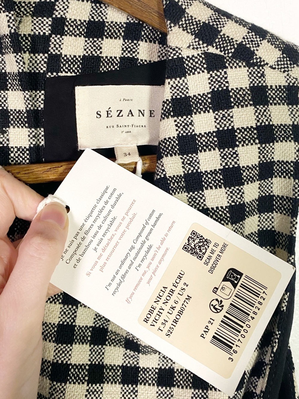Sezane Nicia Dress Gingham - Picture 3 of 6
